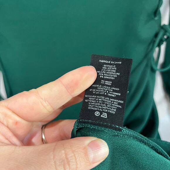 Theory Kensington Dress Green Long Sleeve Size 8 Side Lace Up Modern Work - Picture 4 of 9